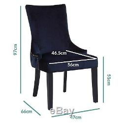 Pair of Navy Blue Velvet Dining Chairs with Buttoned Back Jade Boutique JAD025