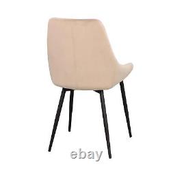 Pair of Sierra Kitchen Dining Chairs Cream Velvet Upholstered Metal Legs