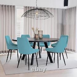Pair of Sierra Kitchen Dining Chairs Turquoise Velvet Upholstered Metal Legs
