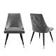 Pair Of Silver Grey Velvet Dining Chairs With Button Back Maddy
