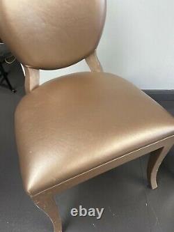 Pair of Smania Italian Gold upholstered leather chairs