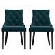 Pair Of Teal Blue Velvet Dining Chairs With Buttonted Backs Kaylee Kle008