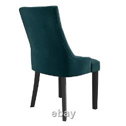 Pair of Teal Blue Velvet Dining Chairs with Buttonted Backs Kaylee KLE008
