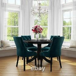 Pair of Teal Blue Velvet Dining Chairs with Buttonted Backs Kaylee KLE008
