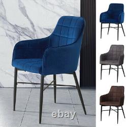 Pair of Velvet Accent Armchair Lounge Dining Chairs Upholstered Home Living Room