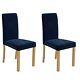 Pair Of Velvet Navy Blue Dining Chairs New Haven Nha029