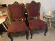 Pair Of Antique Baroque Upholstered Hand Carved Dining Chairs