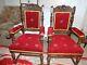 Pair Of Carved Oak Elbow Upholstered Dining Chairs With Castors
