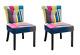 Patchwork Dining Chairs Vintage Retro Upholstered Buttoned Multi Coloured Set