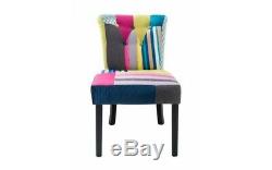 Patchwork Dining Chairs Vintage Retro Upholstered Buttoned Multi Coloured Set