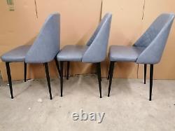 Phoenix Grey Dining Chairs Faux Leather Modern Design Set of 6 Six Homebase