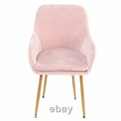 Pink Velvet Armchair Dining Chair Living Room Lounge Office Sitting Sofa Chairs