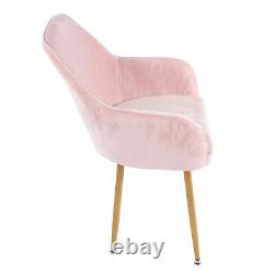Pink Velvet Armchair Dining Chair Living Room Lounge Office Sitting Sofa Chairs
