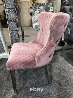 Pink velvet luxury dining chair