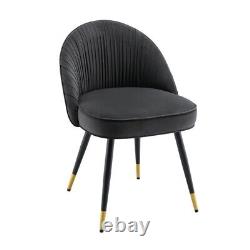 Pleated Charcoal Velvet Upholstered Dining Chair