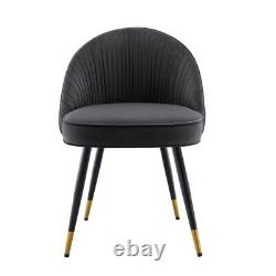 Pleated Charcoal Velvet Upholstered Dining Chair