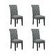 Premium Grey Kitchen Button Upholstered Dining Chairs, Set Of 4, Wooden Legs