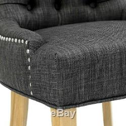 Primrose Upholstered Button Back Chair Charcoal, Fully Assembled