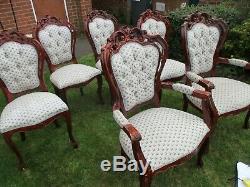 Queen Anne style dining chairs sprung upholstered