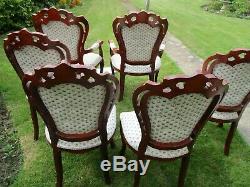 Queen Anne style dining chairs sprung upholstered