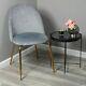 Quilted Grey Matte Velvet Upholstered Dining Accent Bedroom Chair With Gold Legs