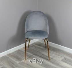 Quilted Grey Matte Velvet Upholstered Dining Accent Bedroom Chair With Gold Legs