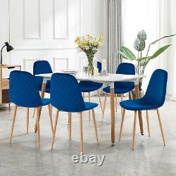 Rectangle Dining Table and 4 Velvet Chairs Diamond Upholstered Wooden Metal Legs