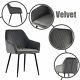 Retro 1/2x Dining Chairs Kitchen Armchairs Velvet Padded Seat Metal Legs Grey Uk