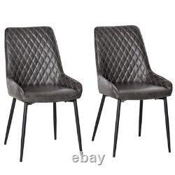 Retro Dining Chair Set of 2, PU Leather Upholstered Side Chairs