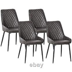Retro Dining Chair Set of 4, PU Leather Upholstered Side Chairs Grey