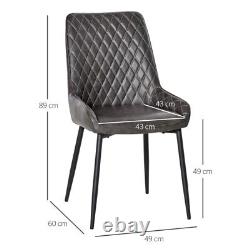 Retro Dining Chair Set of 4, PU Leather Upholstered Side Chairs Grey