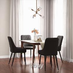 Retro Dining Chair Set of 4, PU Leather Upholstered Side Chairs with Metal Legs