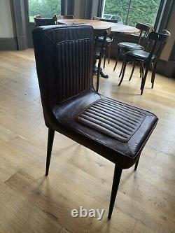 Retro Vintage Industrial Leather Dining Chairs x 4