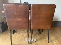 Retro Vintage Industrial Leather Dining Chairs x 4