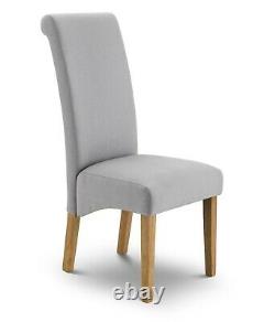Rio Scrollback Dining Chairs x2 Grey Linen Priced per Pair