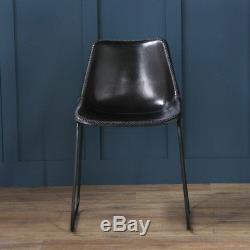 Road House Deluxe Retro Industrial Leather Upholstered Dining Chair In 4 Colours