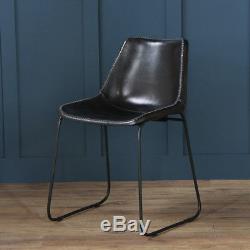 Road House Deluxe Retro Industrial Leather Upholstered Dining Chair In 4 Colours