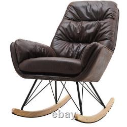 Rocking Chair PU Upholstered Relaxing Tub Leisure Armchair Recliner Lounge Seat