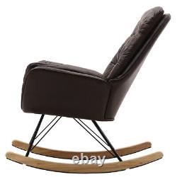 Rocking Chair PU Upholstered Relaxing Tub Leisure Armchair Recliner Lounge Seat