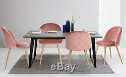 Rosemary Dining Chair, Velvet Upholstered, Beech Style Legs