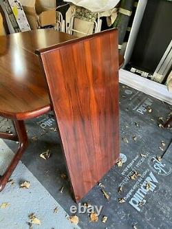 Rosewood Dining Room Table with Six Upholstered Chairs. 1m x 1m extends to 1.5m
