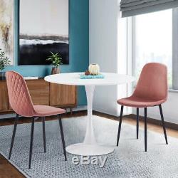 Round Dining Table and 2/4 Velvet Chairs Upholstered Seat Kitchen Home Table Set
