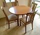 Round Hj Berry Light Oak Drop Leaf Dining Table And 4 Upholstered Chairs