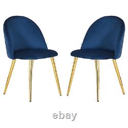 Royal Blue Modern Velvet Dining Chairs Upholstered Seat Legs Dining Room Kitchen