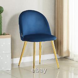 Royal Blue Modern Velvet Dining Chairs Upholstered Seat Legs Dining Room Kitchen