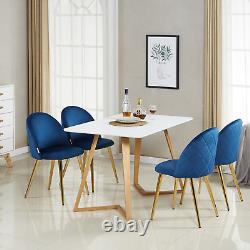 Royal Blue Modern Velvet Dining Chairs Upholstered Seat Legs Dining Room Kitchen