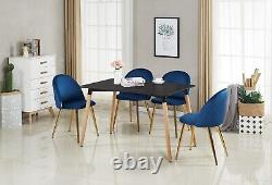 Royal Blue Modern Velvet Dining Chairs Upholstered Seat Legs Dining Room Kitchen