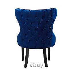 Royal Blue Single Set of 2/4/6 Velvet Upholstered Dining Chairs Wooden Legs