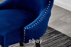 Royal Blue Single Set of 2/4/6 Velvet Upholstered Dining Chairs Wooden Legs