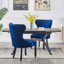 Royal Blue Single Set of 2/4/6 Velvet Upholstered Dining Chairs Wooden Legs